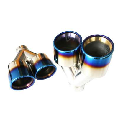 GRWA in stock stainless steel 304 titanium plated blue burnt universal dual exhaust tip